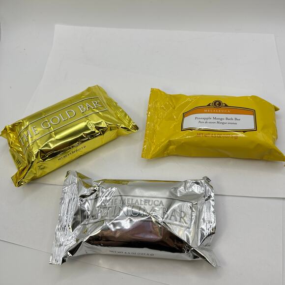 Lot of 3 Melaleuca Bath Bars Platinum Bar, Gold Bar, Pineapple Mango Bar SEALED - Picture 1 of 7